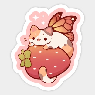 Calico strawberry fairy cat Sticker